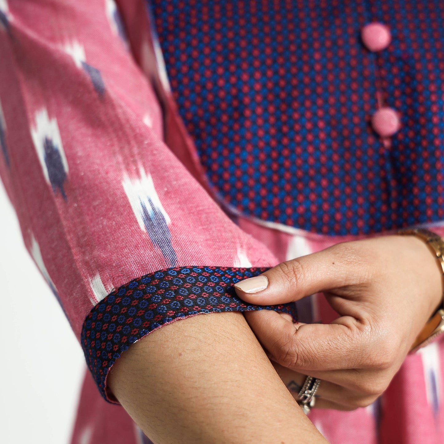 Pochampally Ikat Weave Khun Patchwork Cotton A-Line Kurta