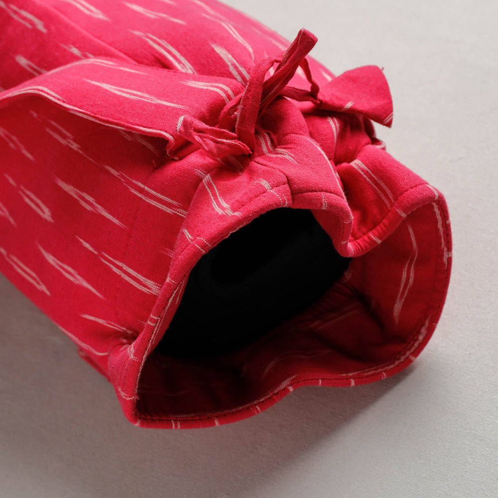 Pink Pochampally Ikat Cotton Yoga Mat Bag