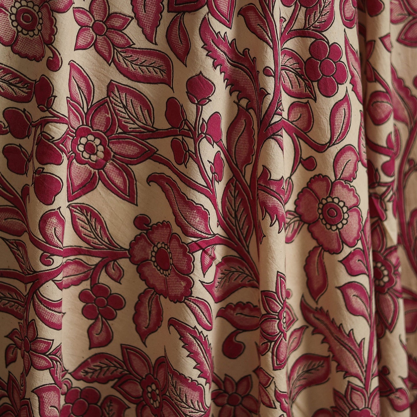 Printed cotton kalamkari fabric 25 - handcrafted