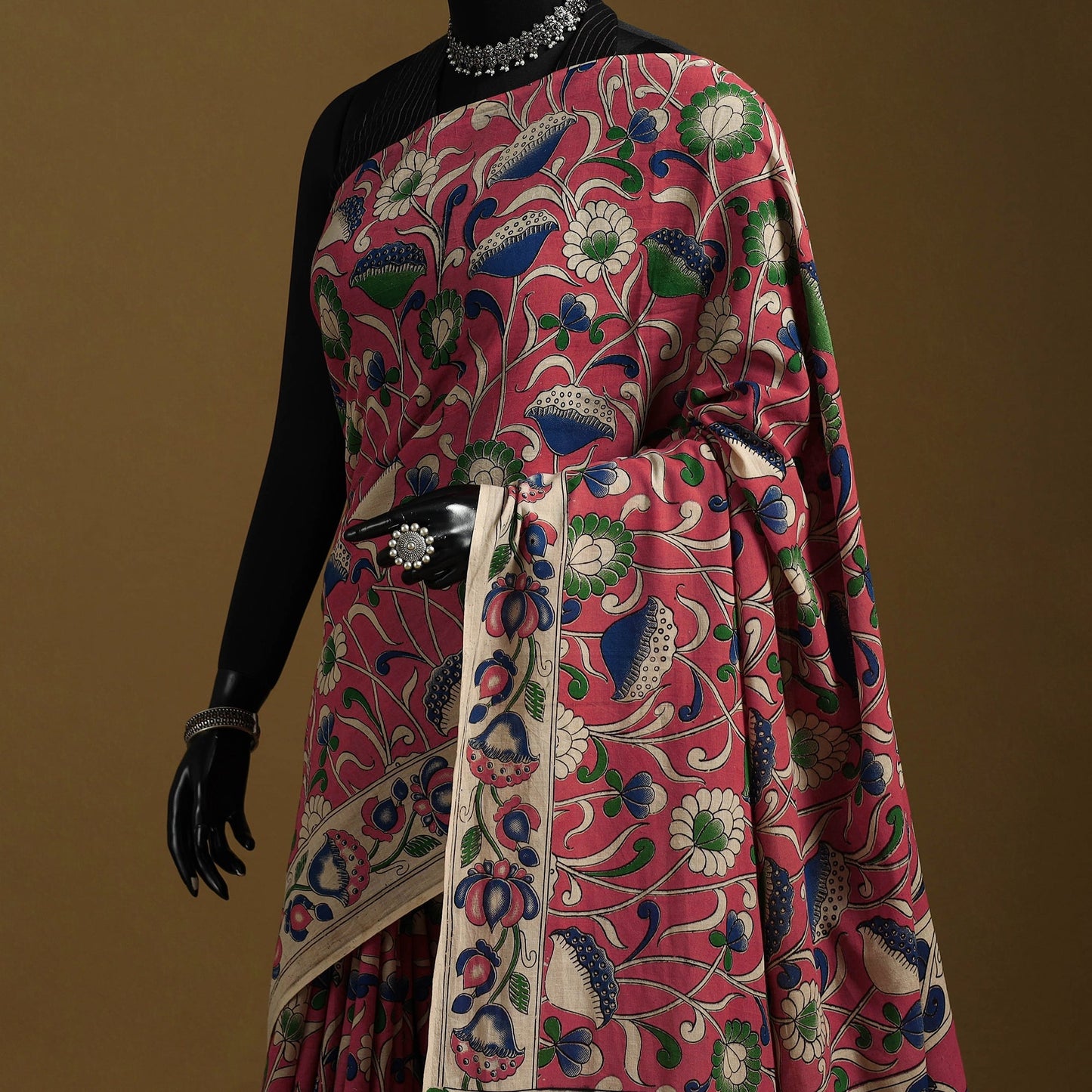 Printed cotton kalamkari saree 32 - handcrafted