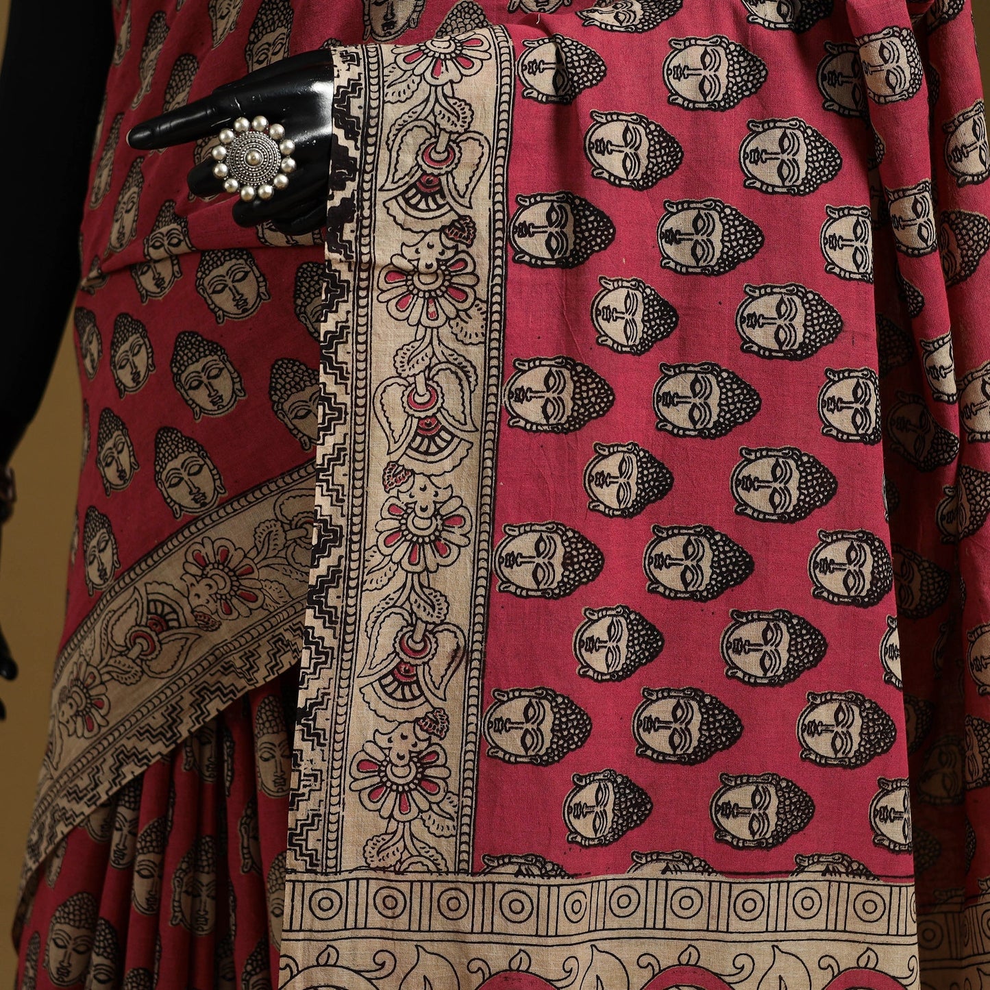 Printed cotton kalamkari saree 41 - handcrafted