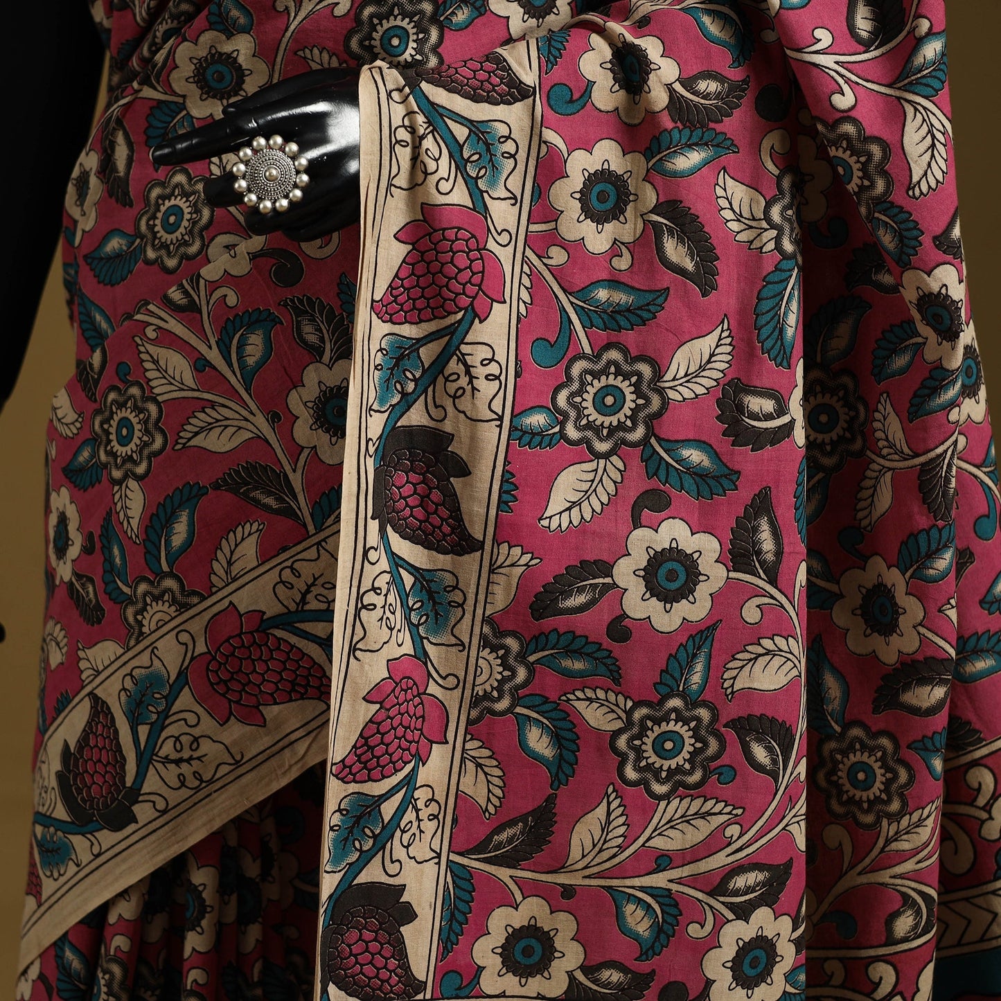 Printed cotton kalamkari saree 42 - handcrafted