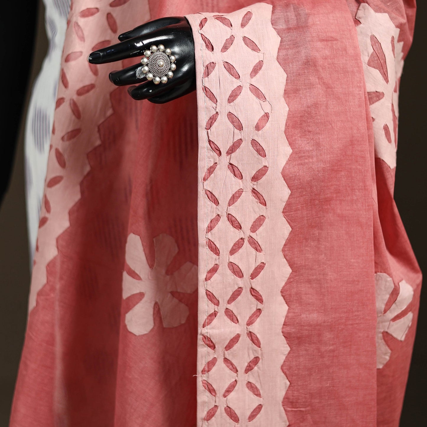 Pure cotton barmer cutwork applique dupatta 07 - handcrafted