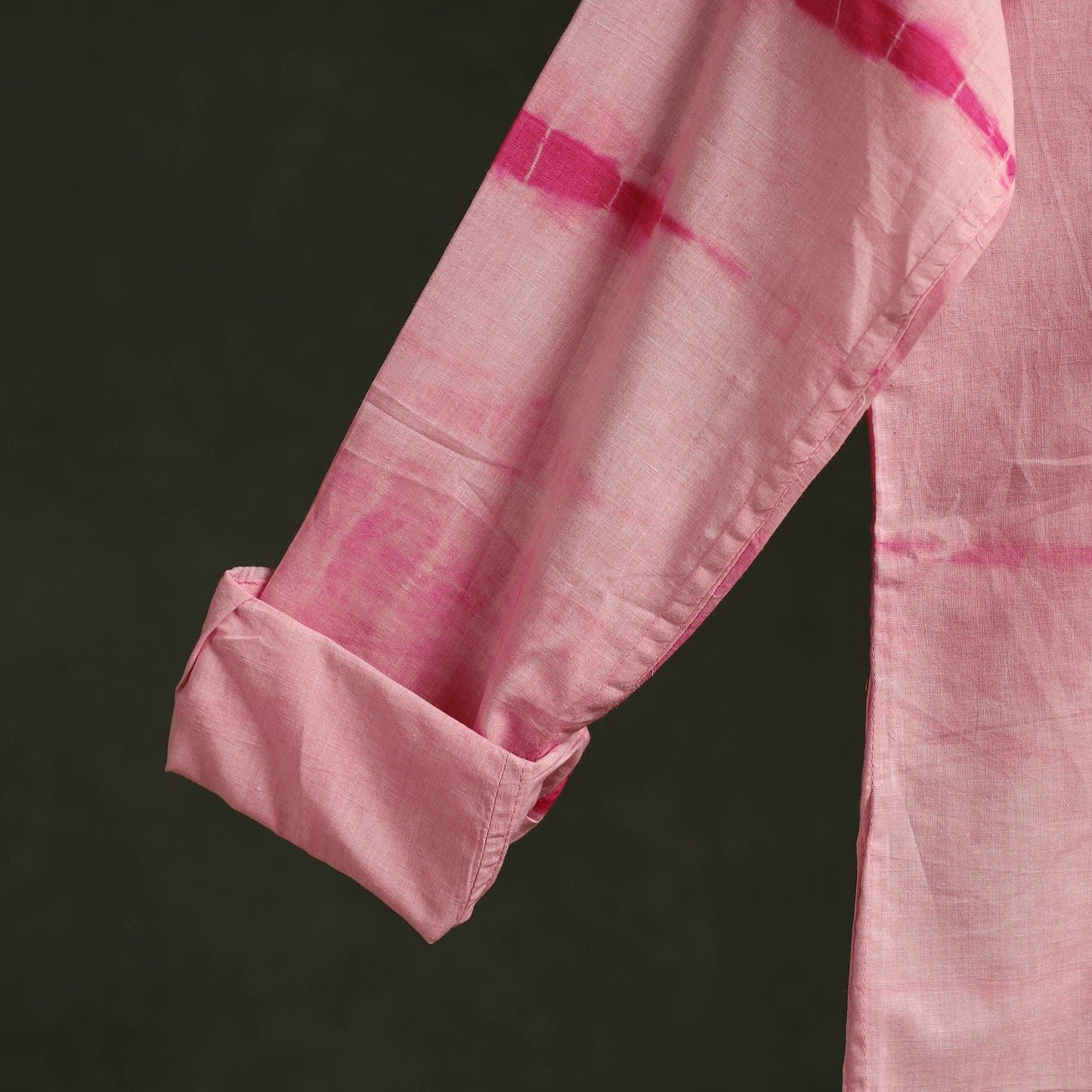 Baby pink - pure cotton full sleeve tie-dye men shibori