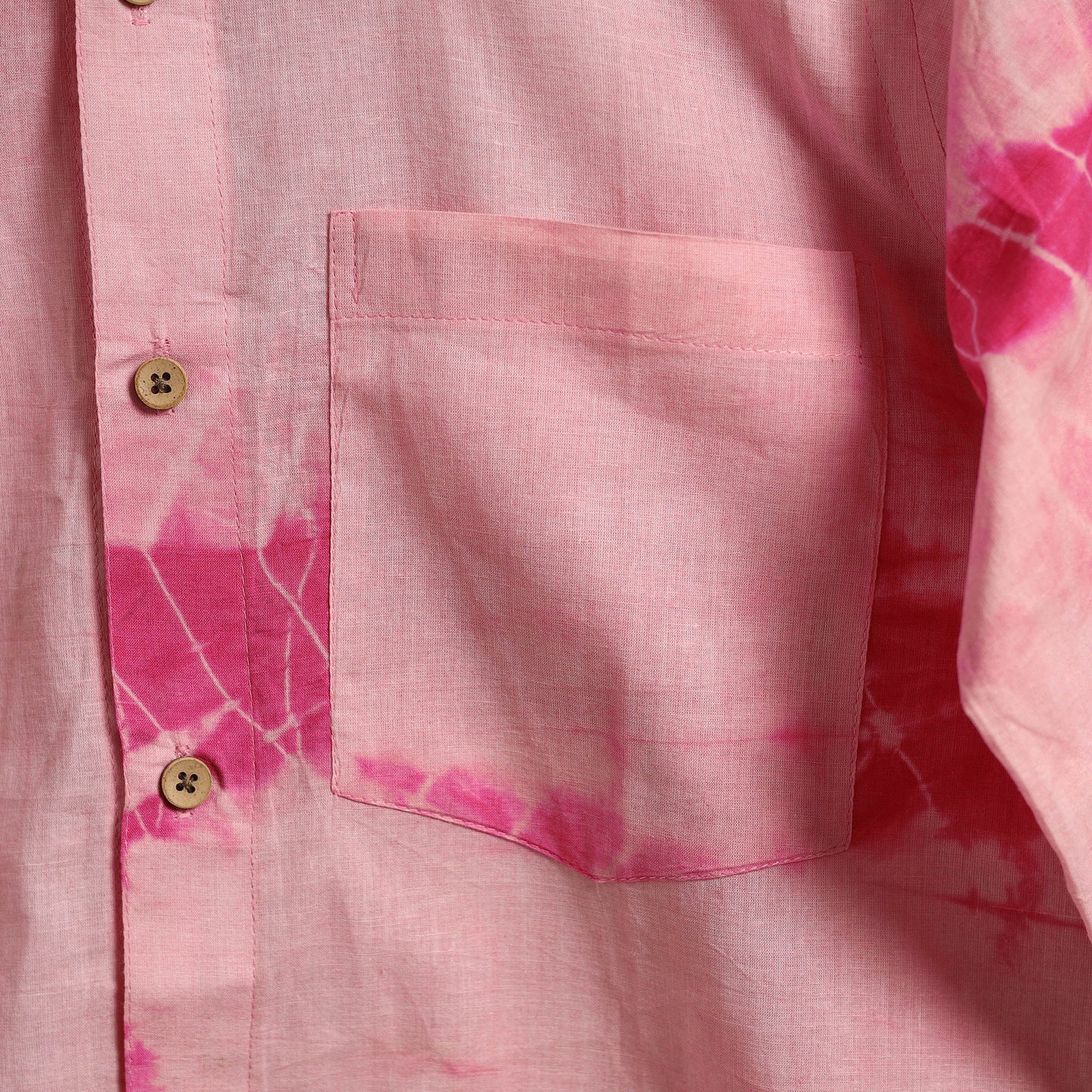 Baby pink - pure cotton full sleeve tie-dye men shibori