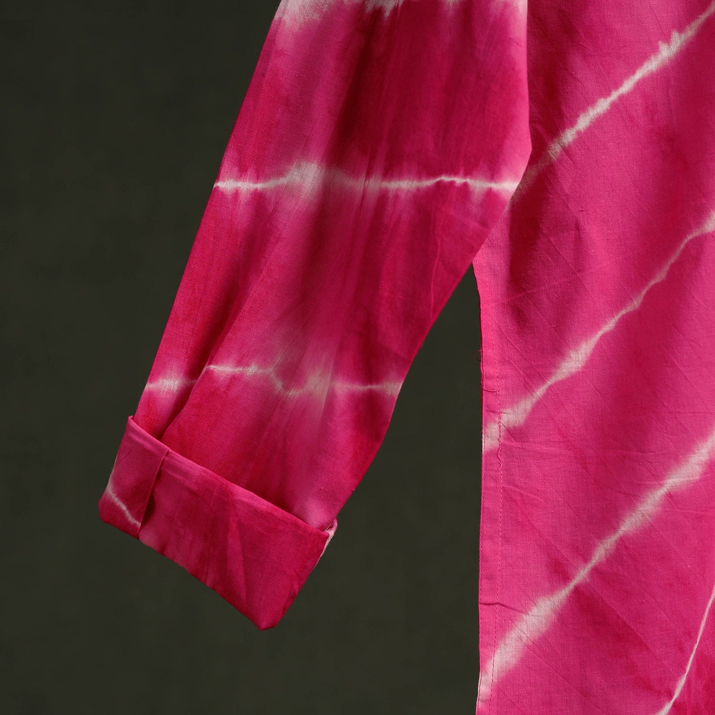 Hot pink - pure cotton full sleeve tie-dye men shibori