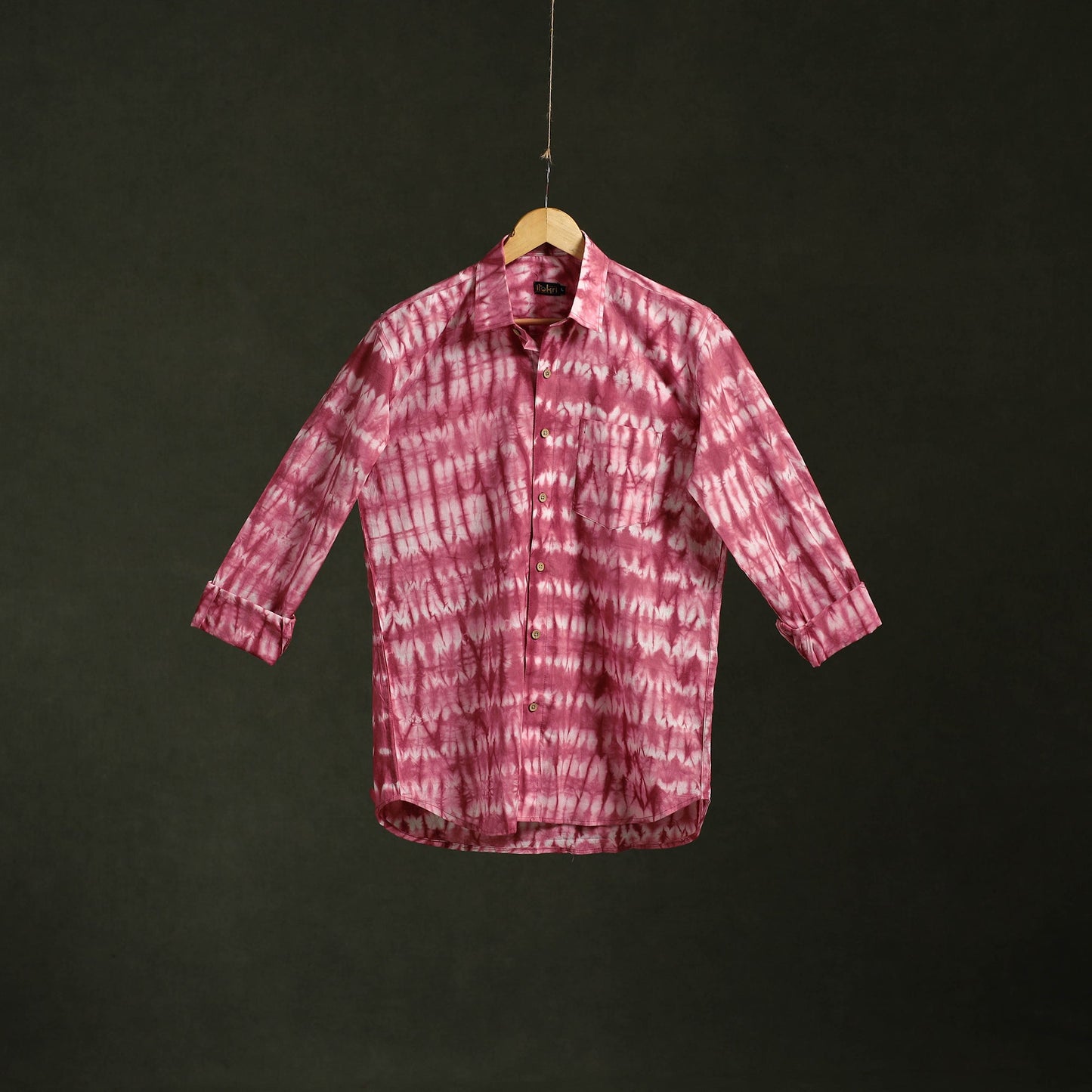 Pink - pure cotton full sleeve tie-dye men shibori shirt 24