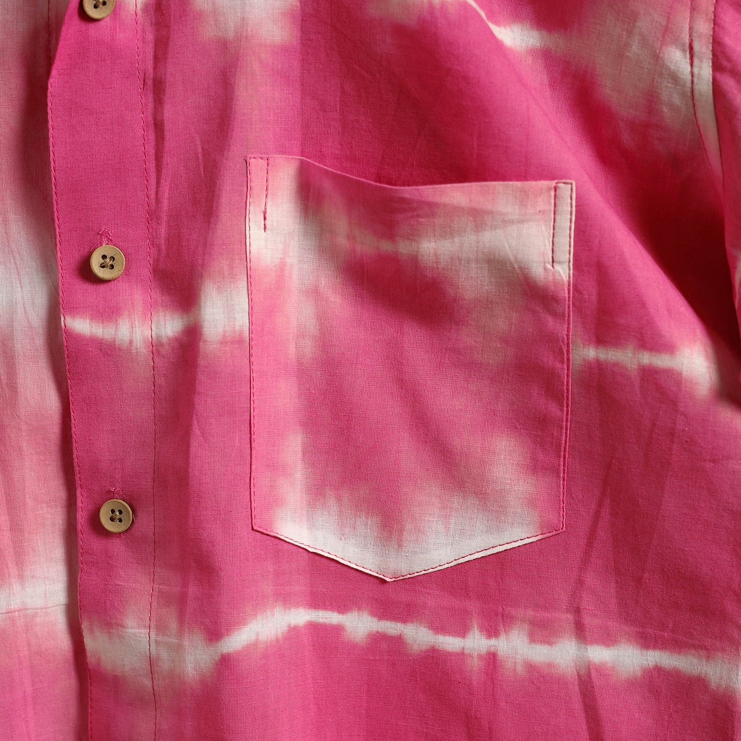Pink - pure cotton half sleeve tie-dye men shibori shirt 32
