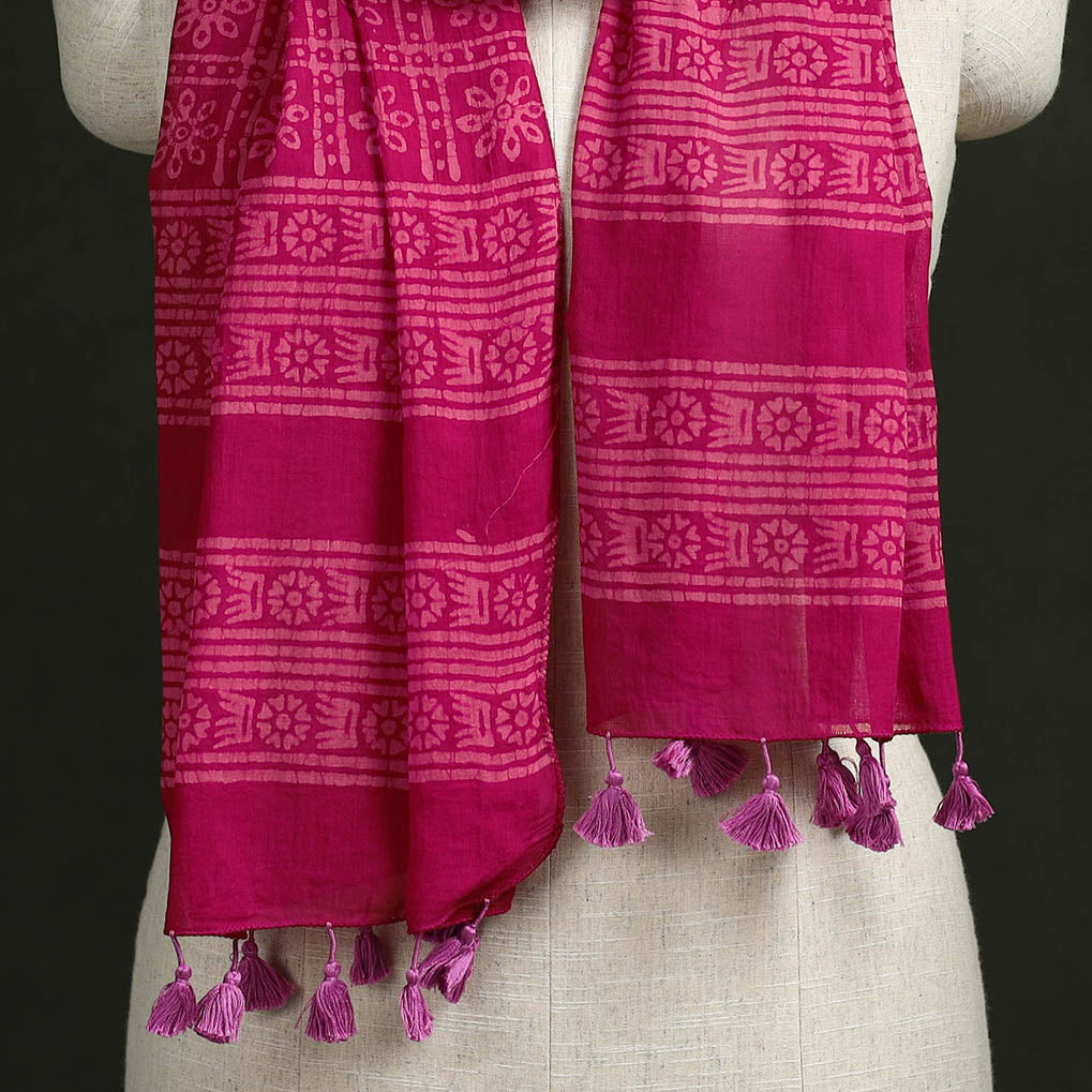 Pure mul cotton kutch hand block batik print stole