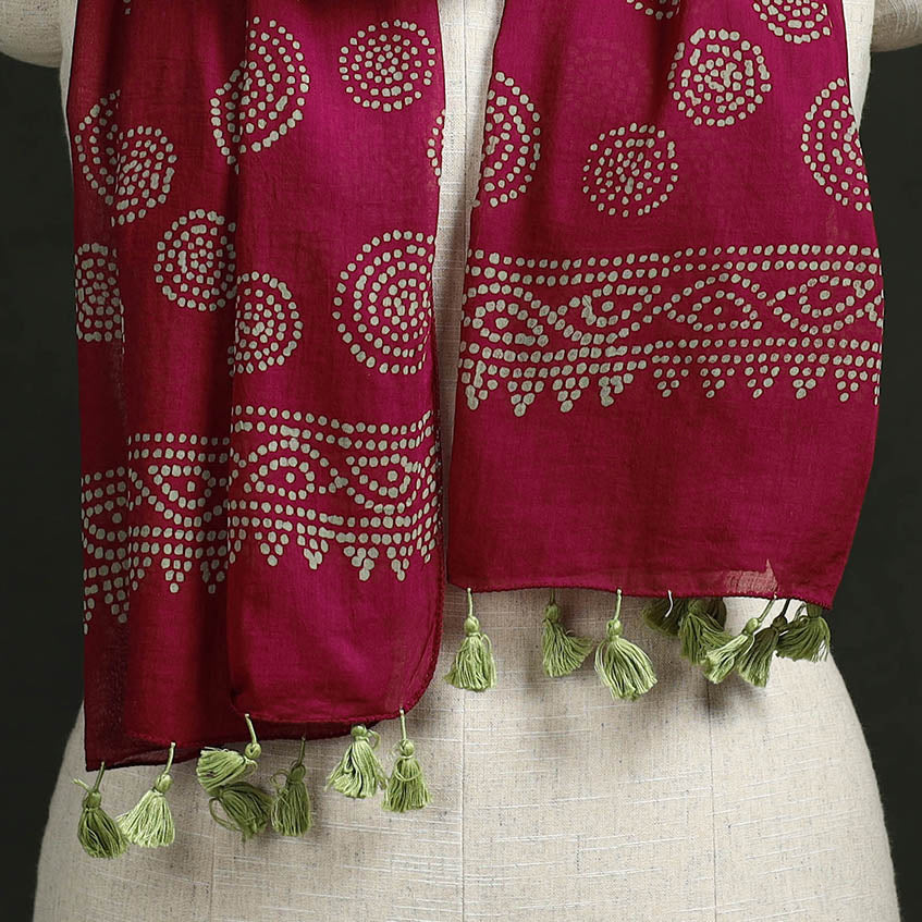 Pure mul cotton kutch hand block batik print stole
