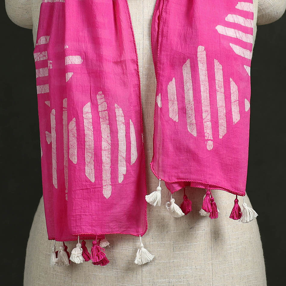 Pure mul cotton kutch hand block batik print stole