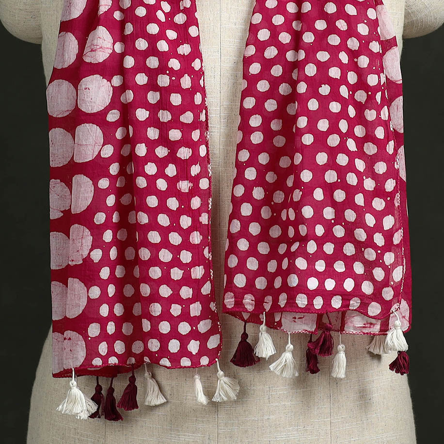 Pure mul cotton kutch hand block batik print stole