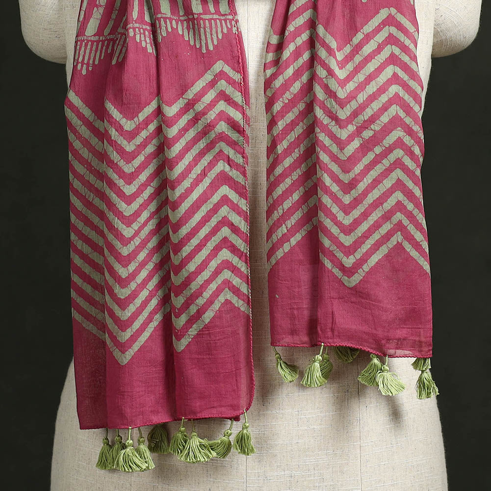 Pure mul cotton kutch hand block batik print stole
