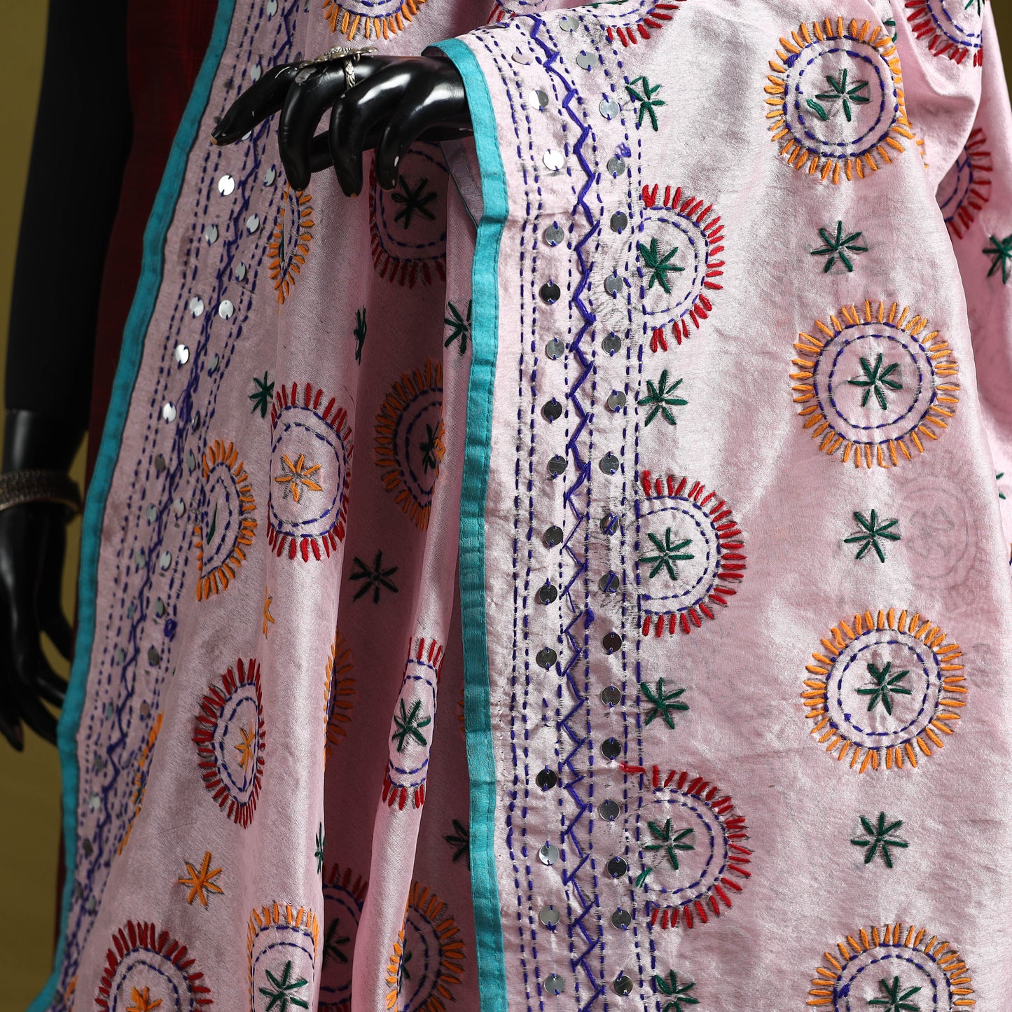 Ranihati chapa work chanderi silk hand embroidery dupatta