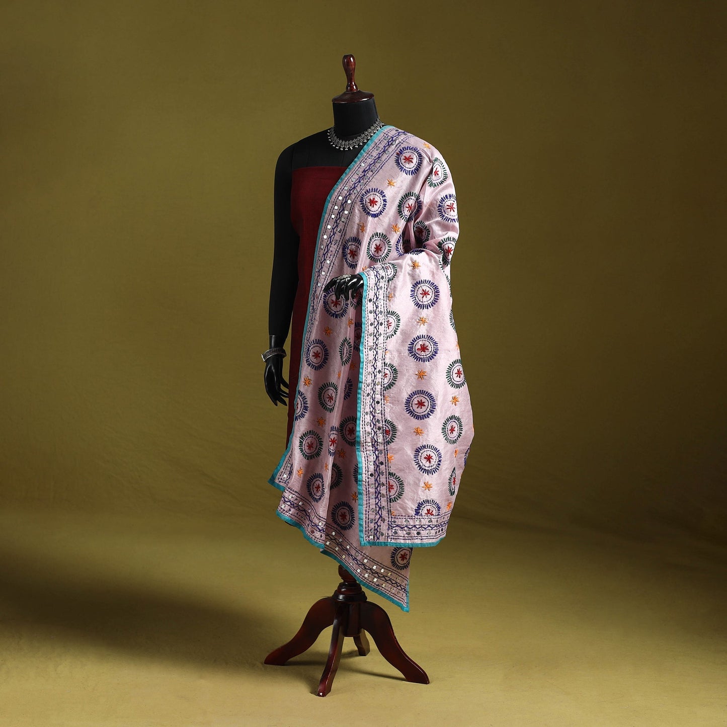 Ranihati chapa work chanderi silk hand embroidery dupatta
