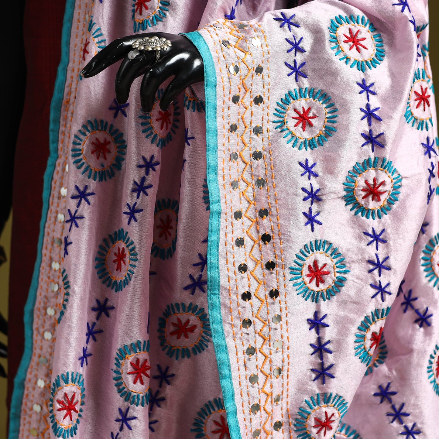 Ranihati chapa work chanderi silk hand embroidery dupatta