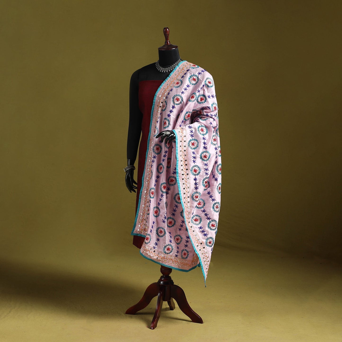 Ranihati chapa work chanderi silk hand embroidery dupatta