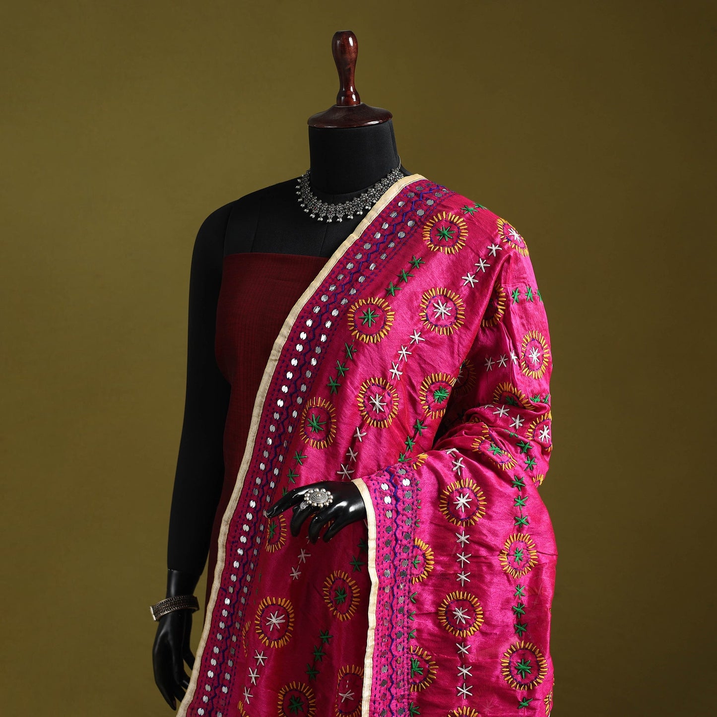 Ranihati chapa work chanderi silk hand embroidery dupatta