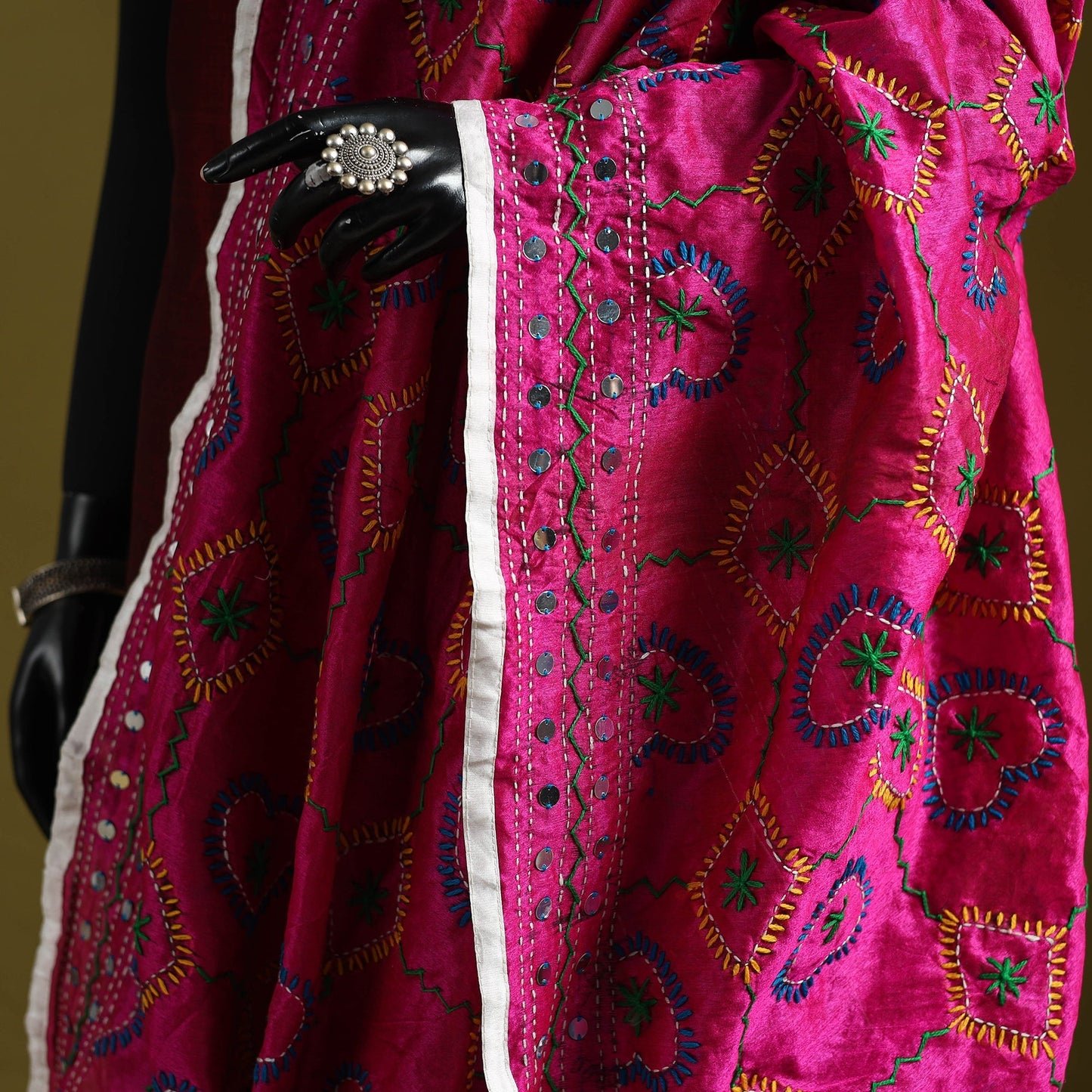 Ranihati chapa work chanderi silk hand embroidery dupatta