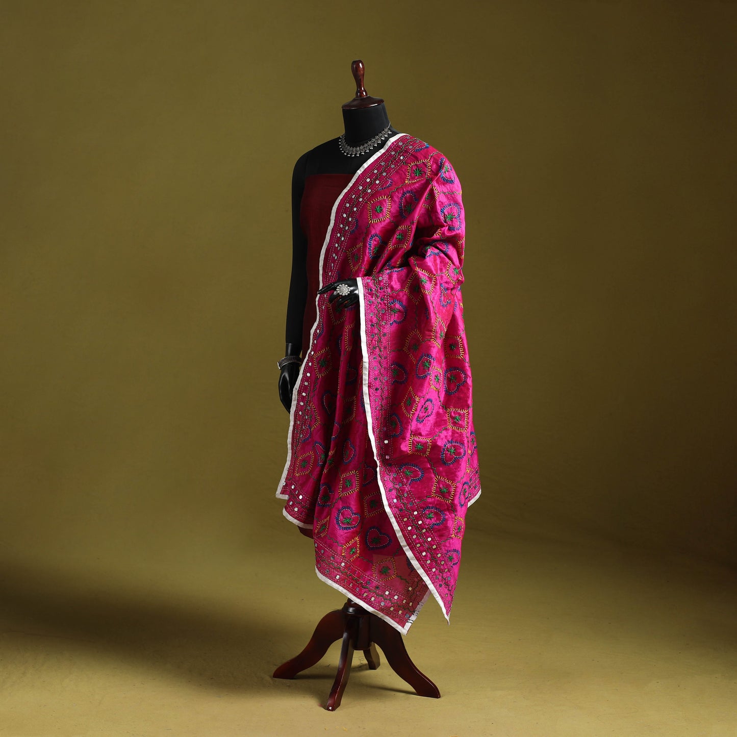 Ranihati chapa work chanderi silk hand embroidery dupatta
