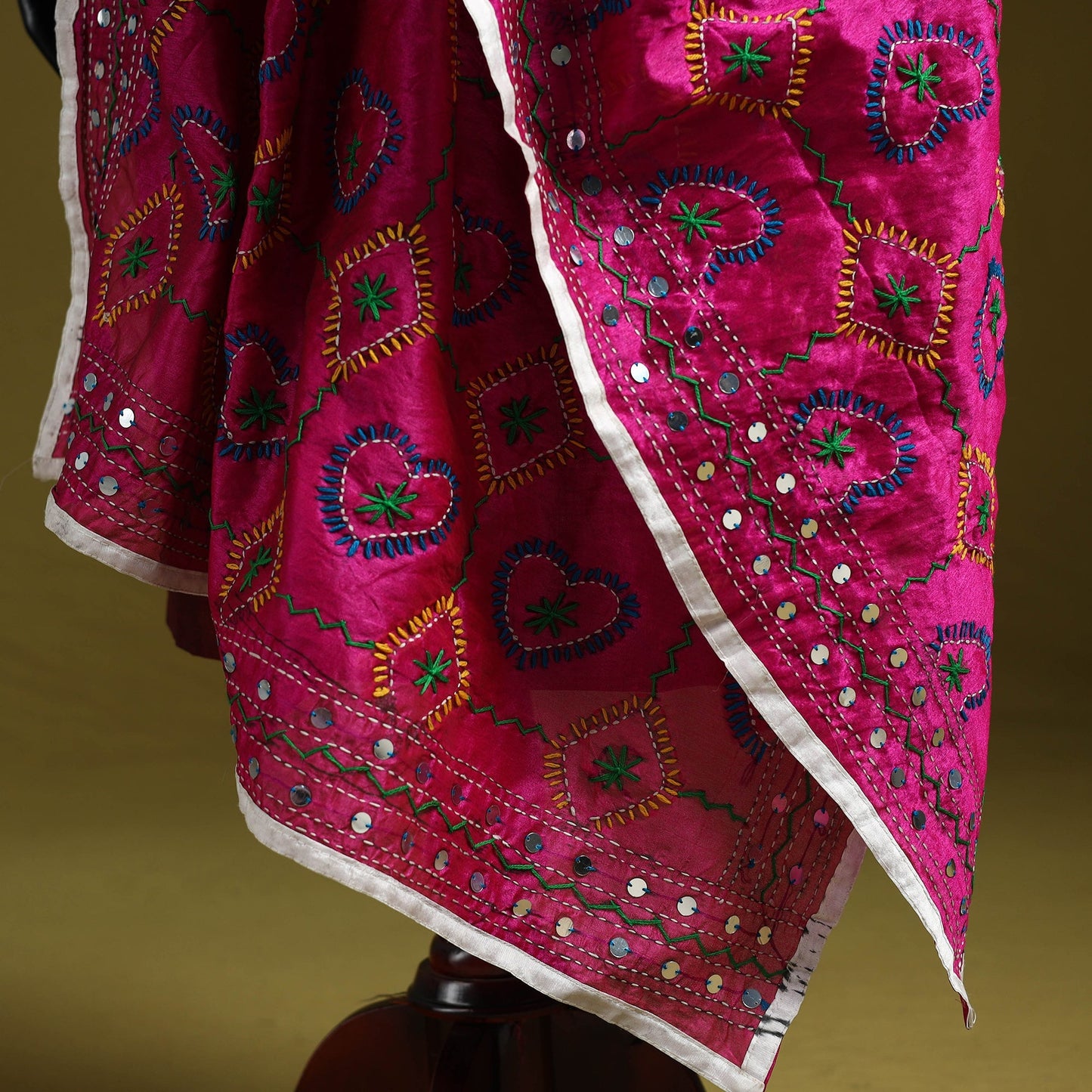 Ranihati chapa work chanderi silk hand embroidery dupatta