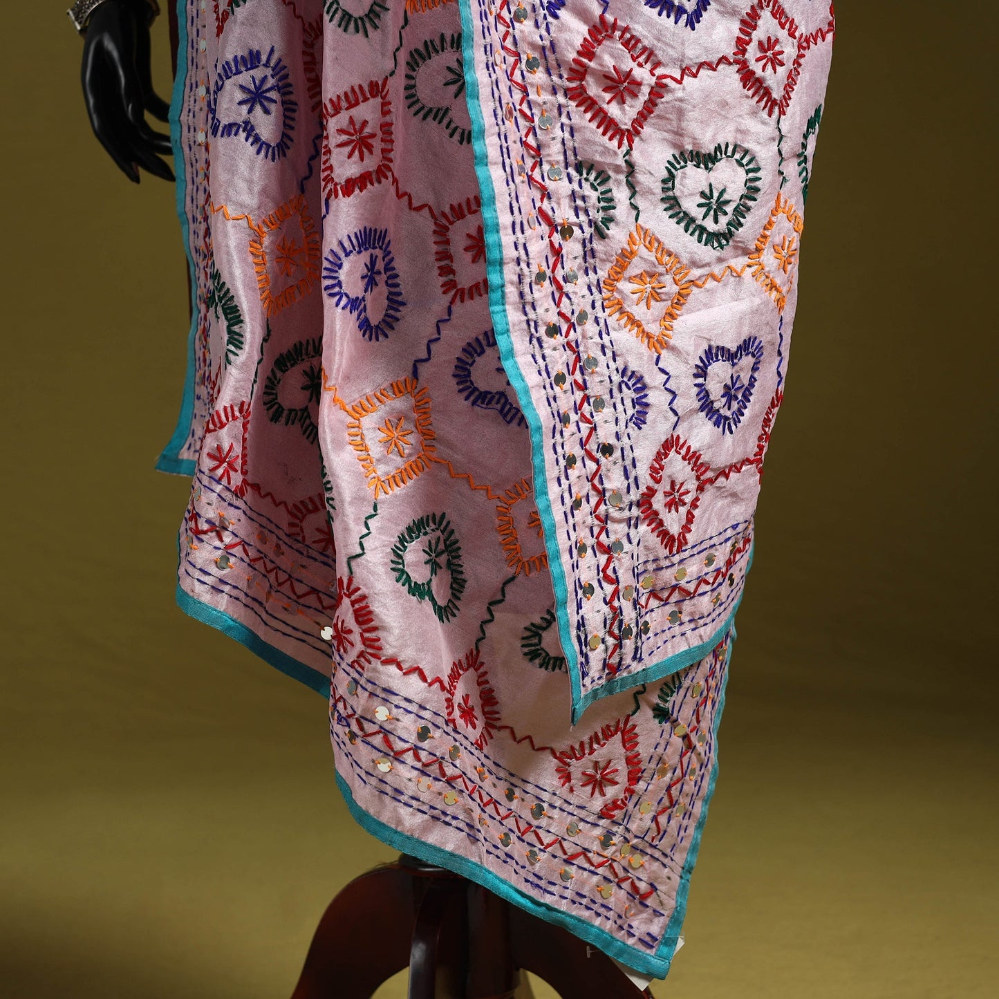 Ranihati chapa work chanderi silk hand embroidery dupatta