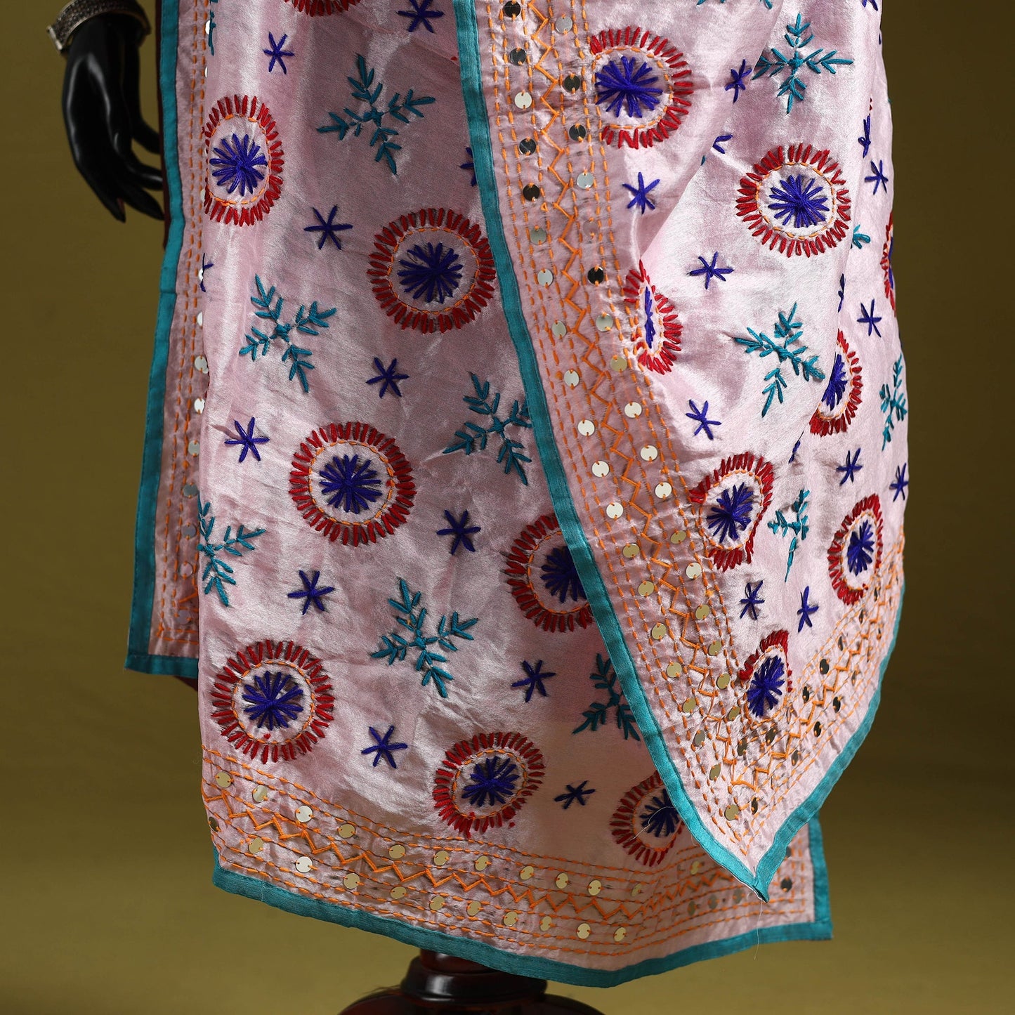 Ranihati chapa work chanderi silk hand embroidery dupatta