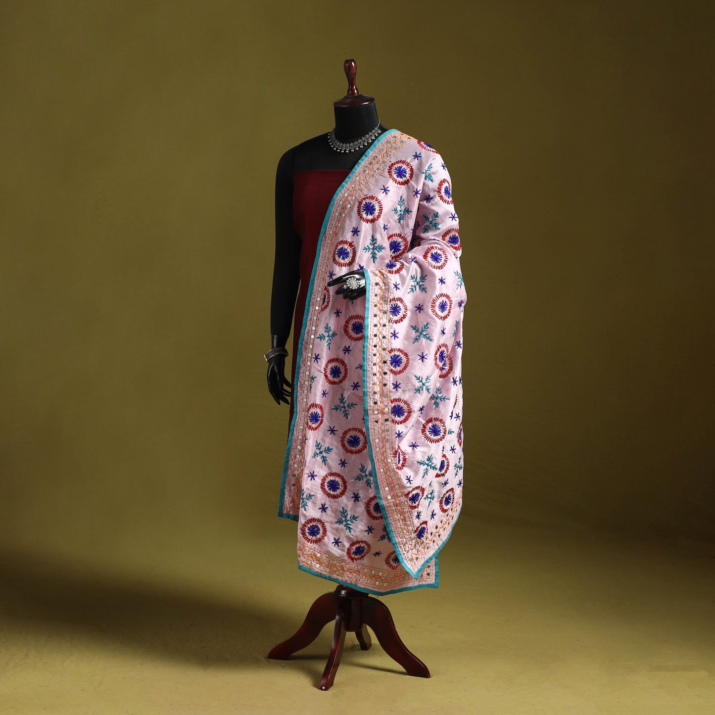Ranihati chapa work chanderi silk hand embroidery dupatta