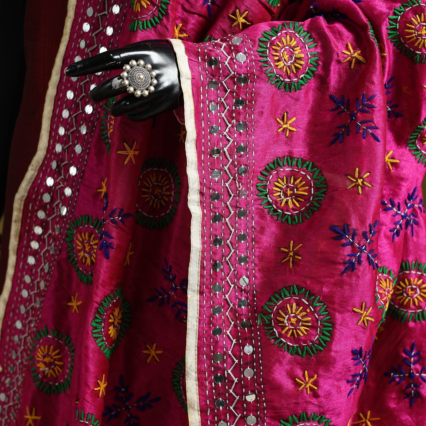 Ranihati chapa work chanderi silk hand embroidery dupatta