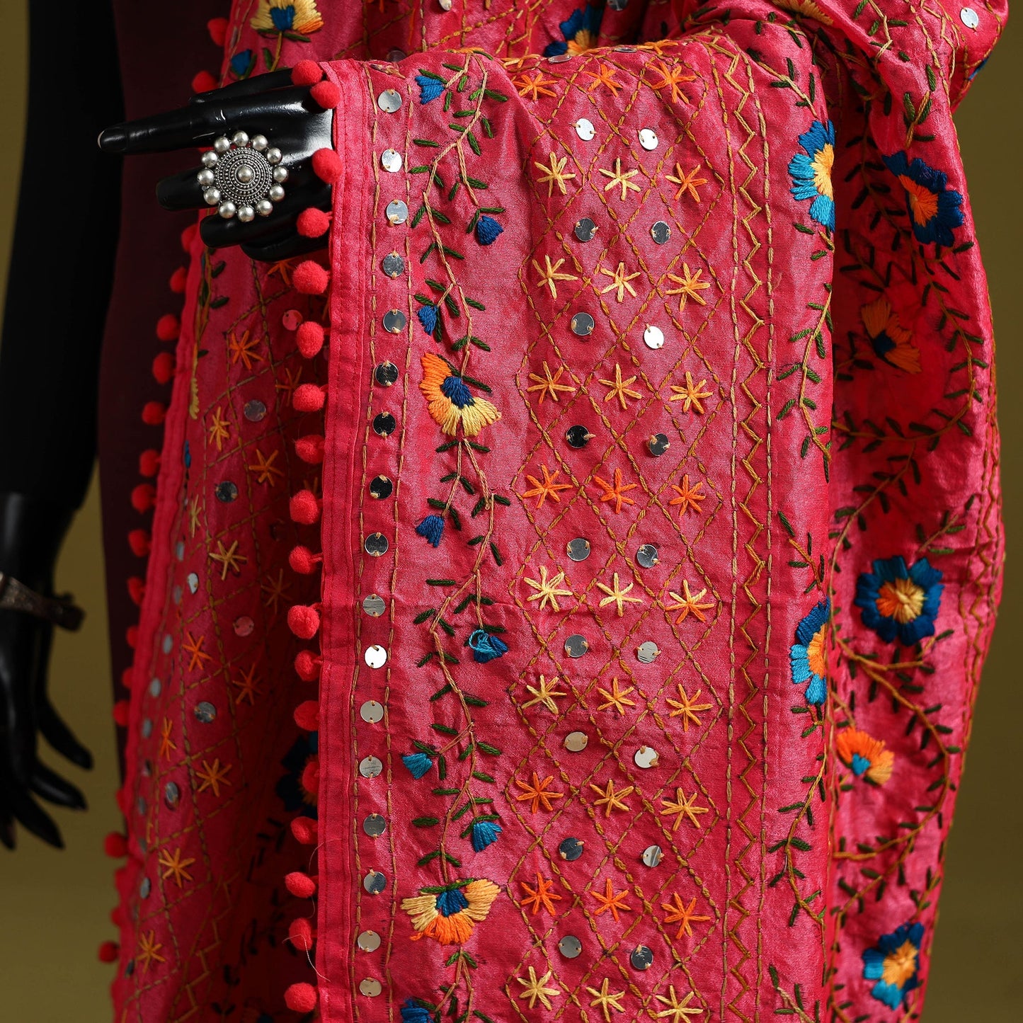 Ranihati chapa work chanderi silk hand embroidery dupatta