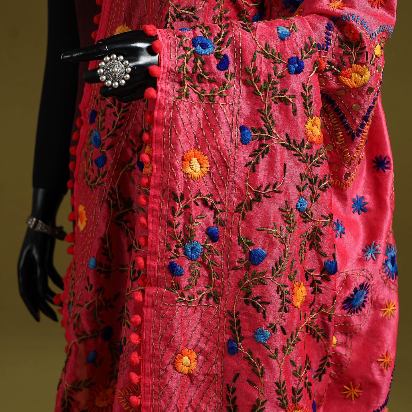 Ranihati chapa work chanderi silk hand embroidery dupatta