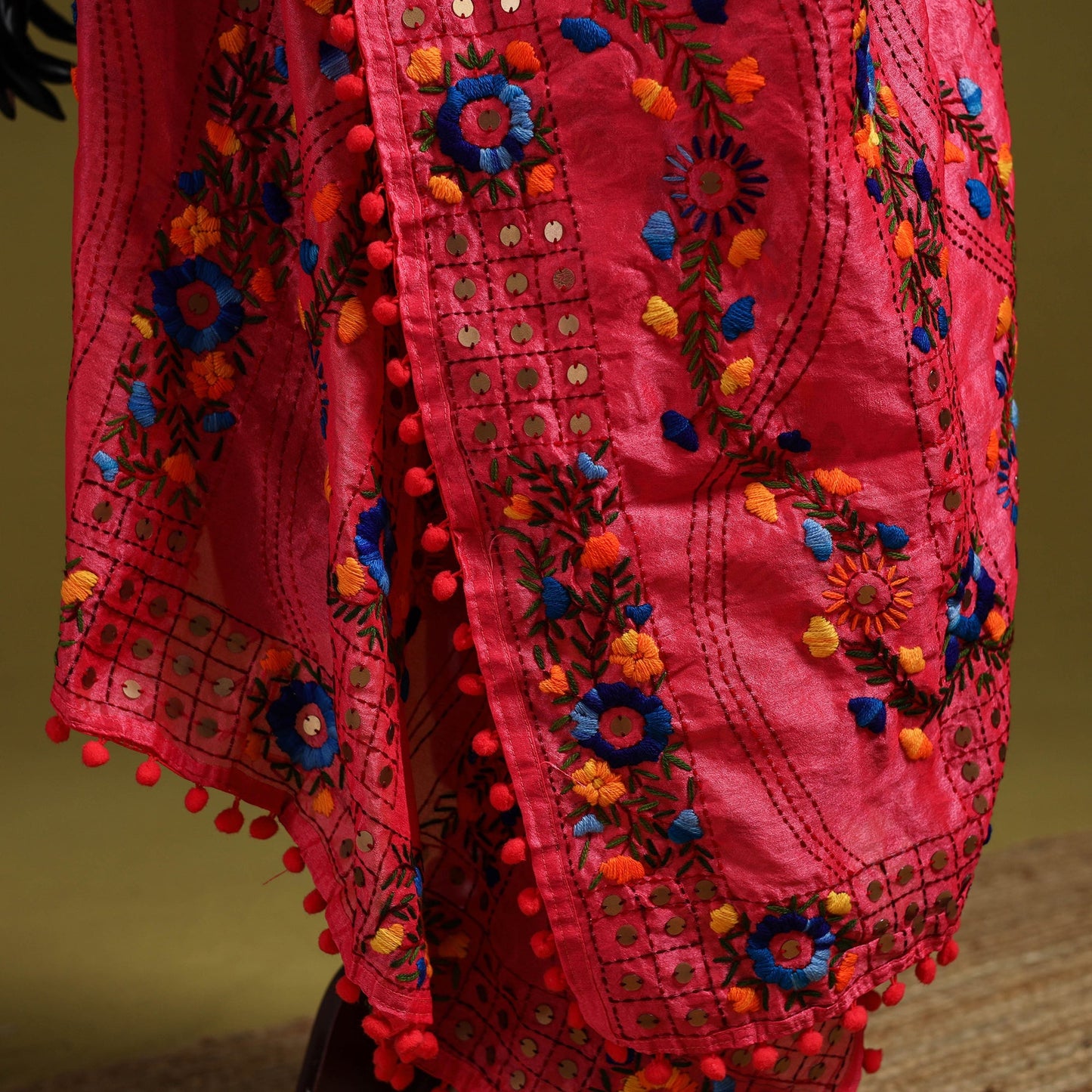 Ranihati chapa work chanderi silk hand embroidery dupatta