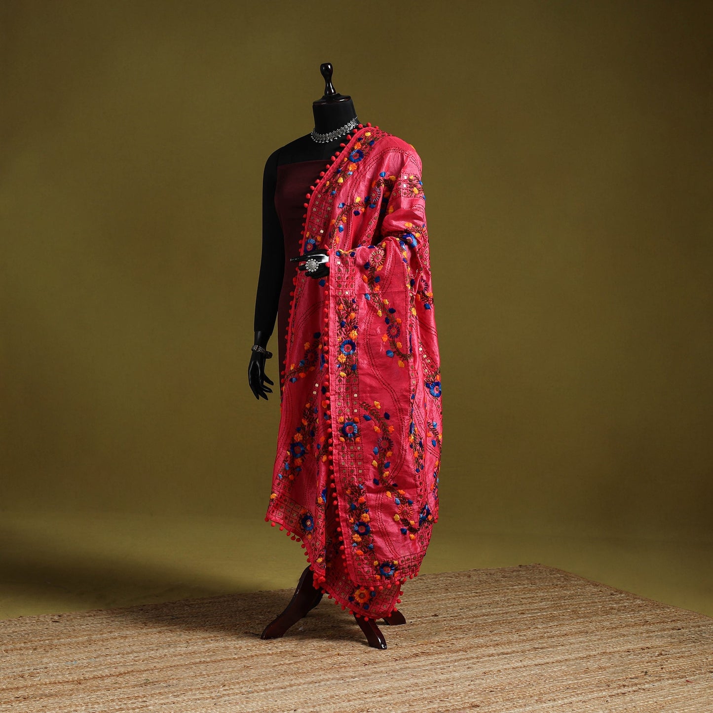 Ranihati chapa work chanderi silk hand embroidery dupatta