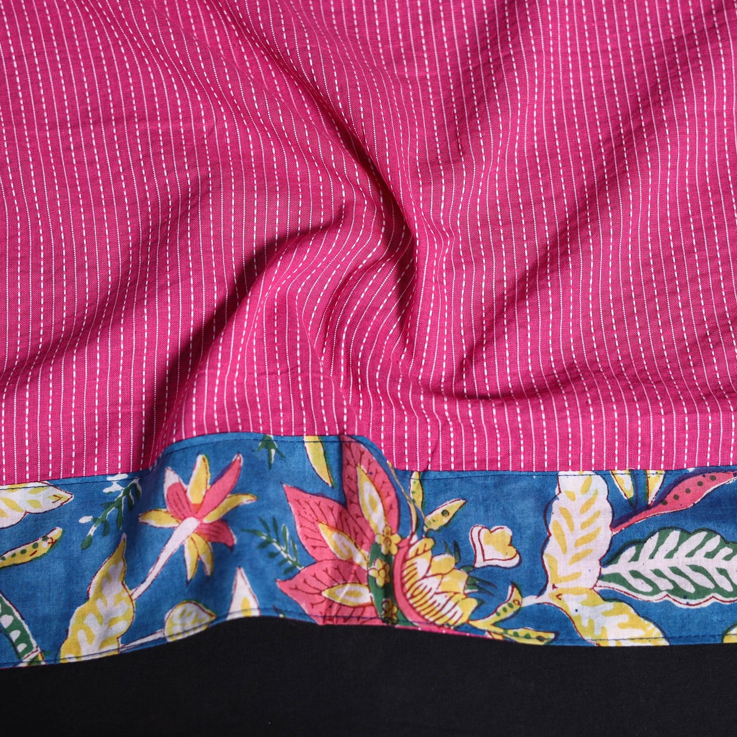Running stitch plain cotton blouse piece 65 - handcrafted