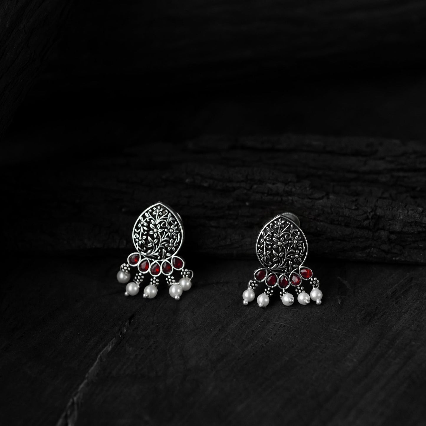 Pink - saanjh bela floral oxidised necklace set