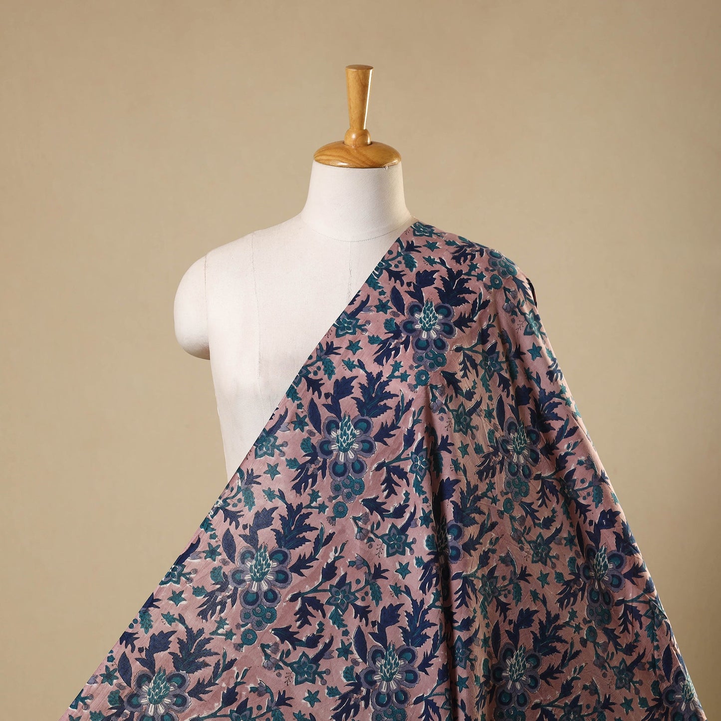 Pink Sanganeri Block Print Cotton Fabric