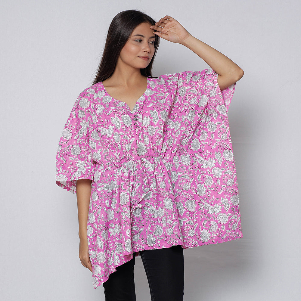 Sanganeri Block Print Cotton Kaftan (Short)