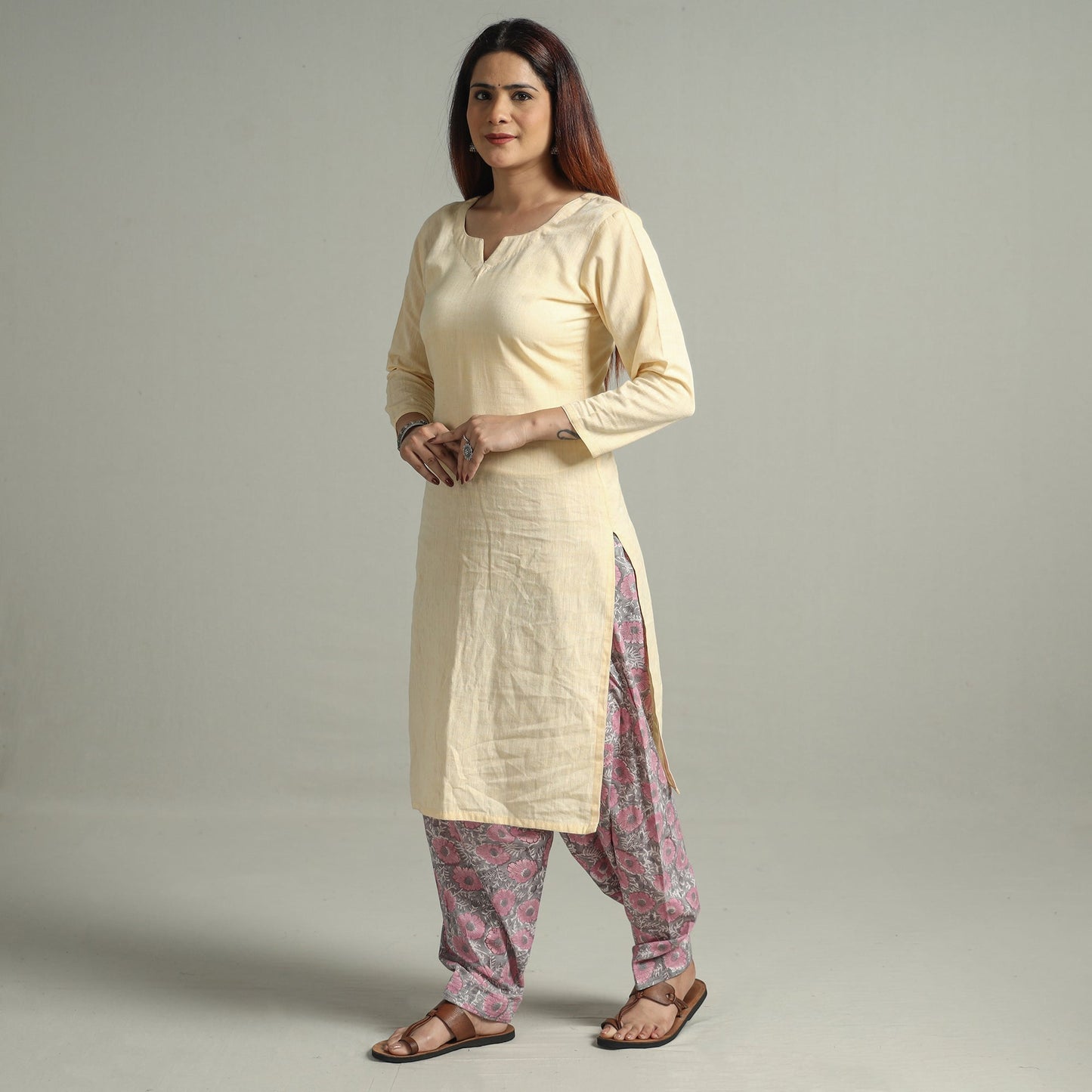 Pink - Sanganeri Block Printed Cotton Elasticated Salwar 12