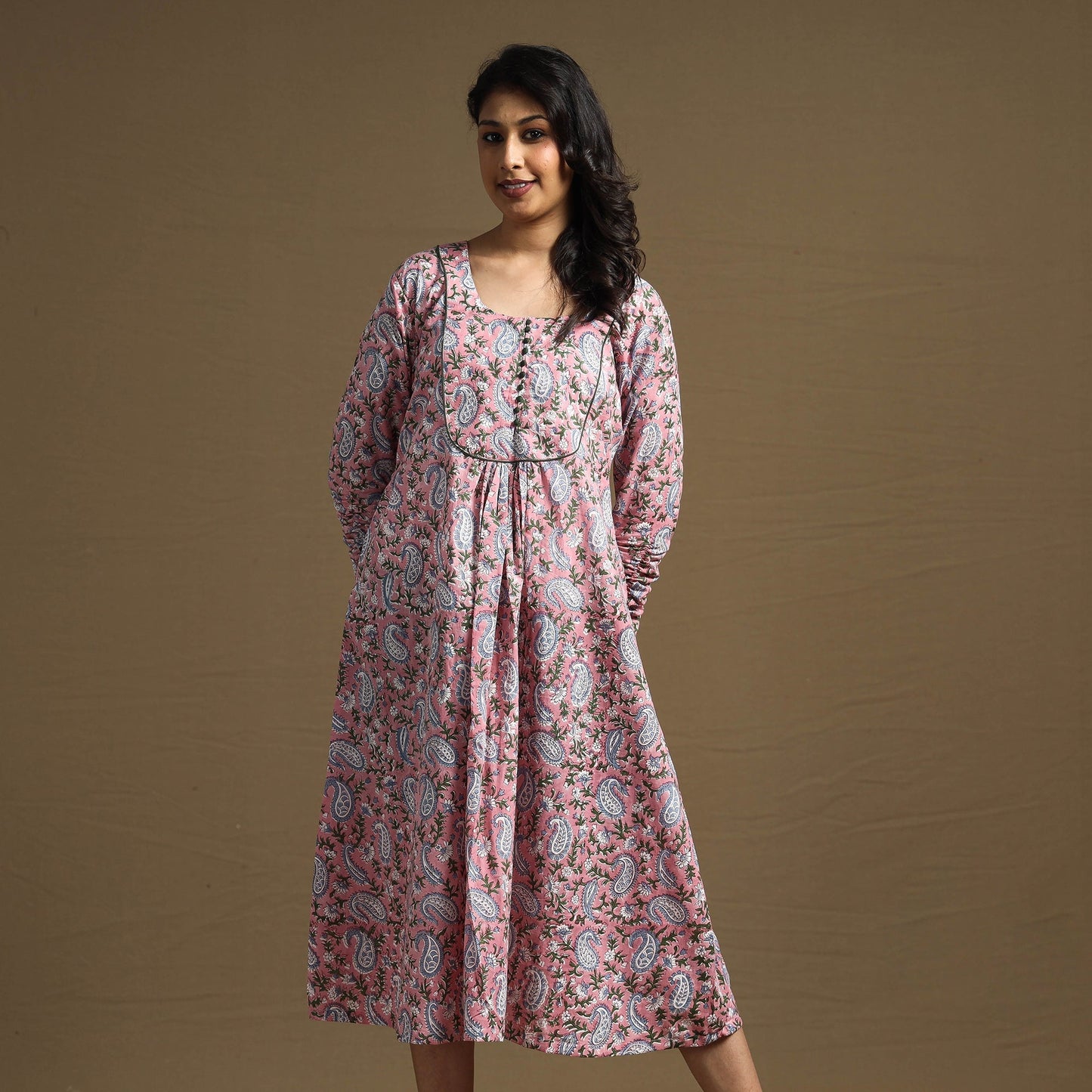 Buy Sanganeri Block Printed Cotton Flared Dress Online at iTokri.com