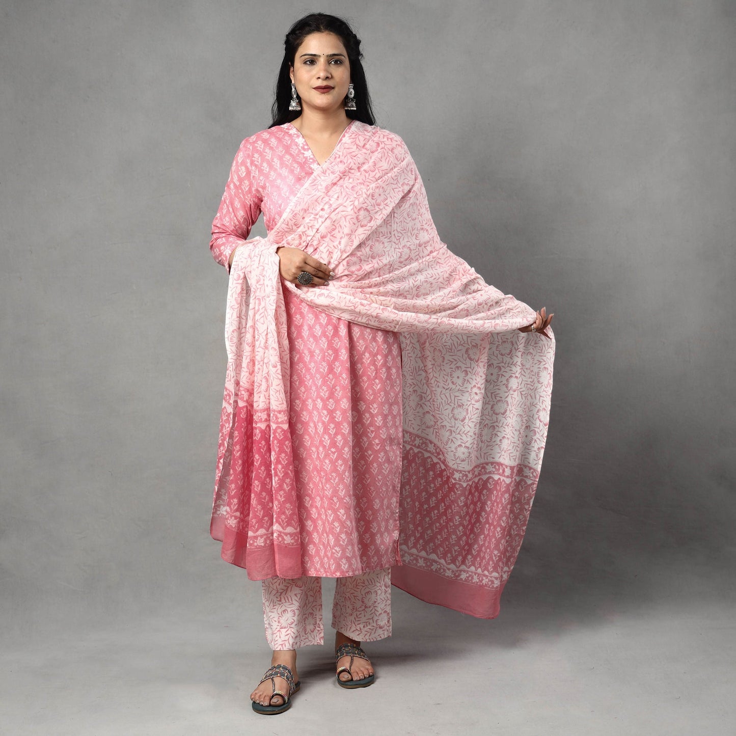 Sanganeri Kurta with Palazzo & Dupatta Set