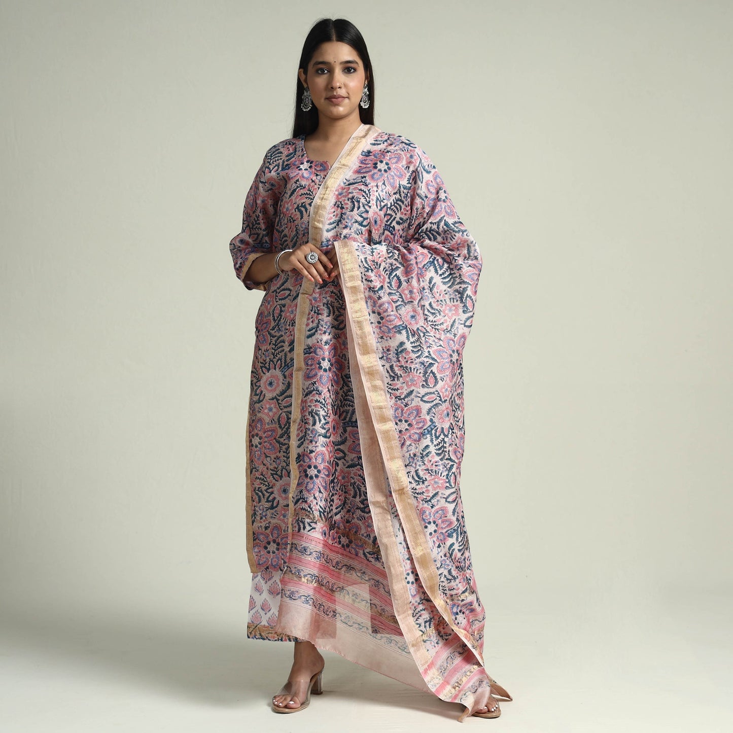 Sanganeri Kurta with Palazzo & Dupatta Set