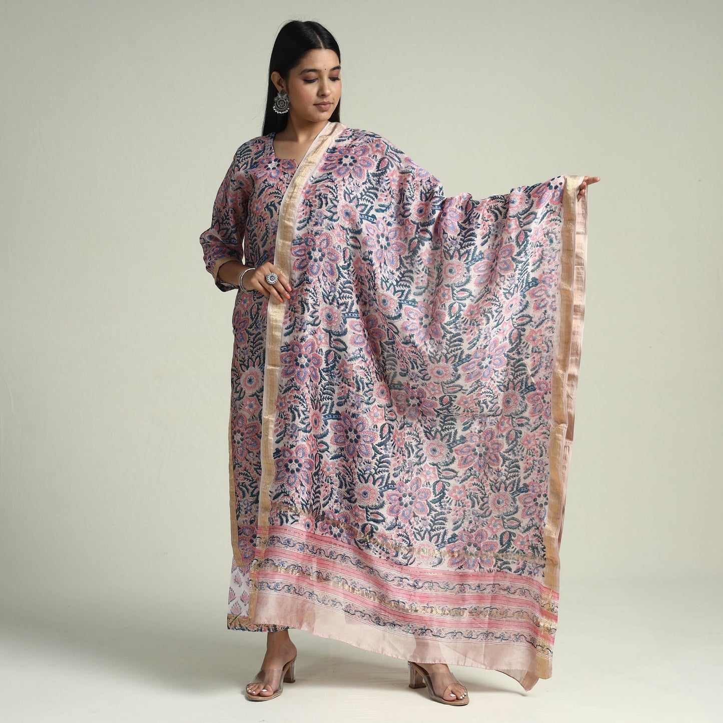 Sanganeri Kurta with Palazzo & Dupatta Set