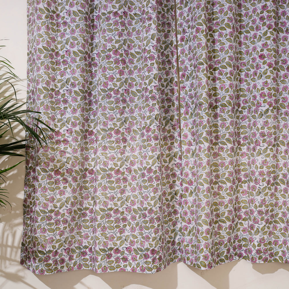 Pink - sanganeri cotton door curtain (7 x 3.2 feet) (single