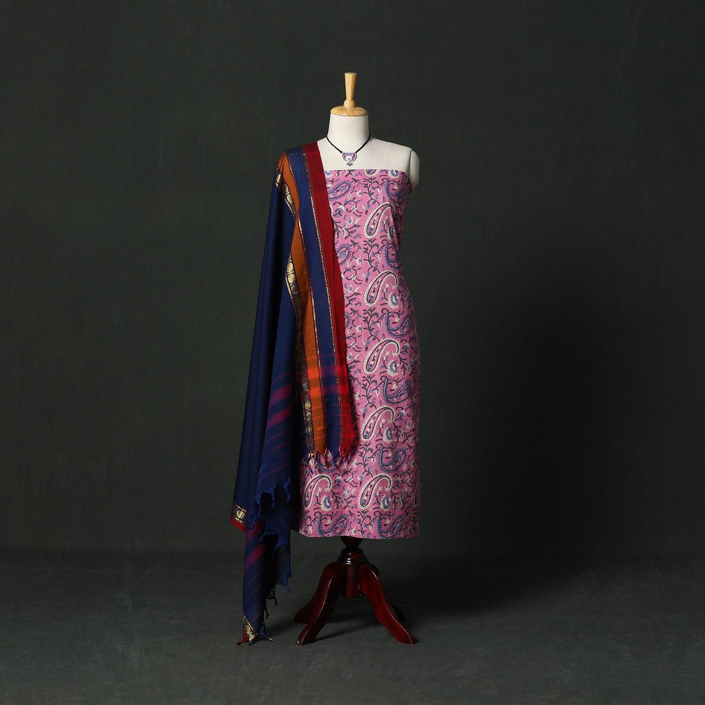 Sanganeri hand block print cotton 2pc unstitched dress