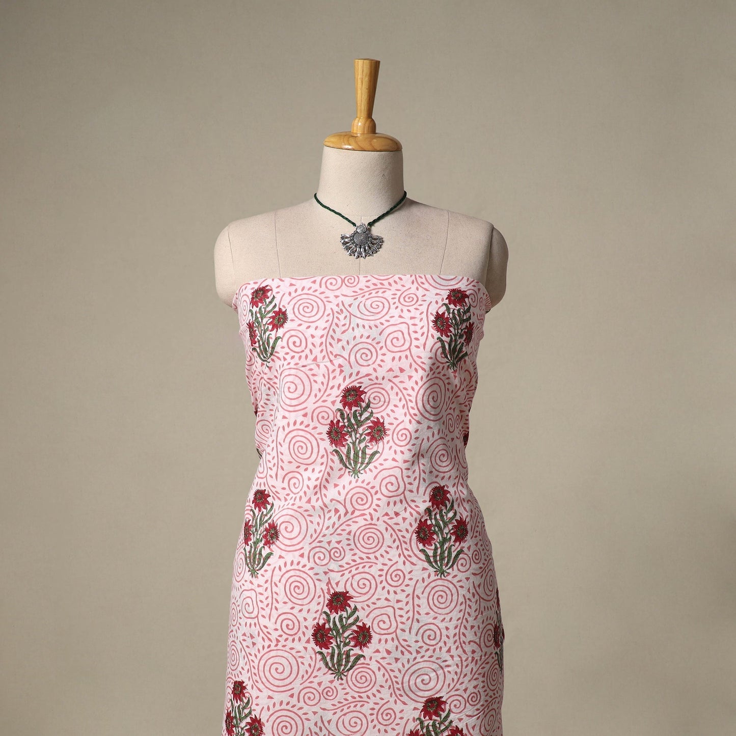 Sanganeri hand block print cotton 2pc unstitched dress