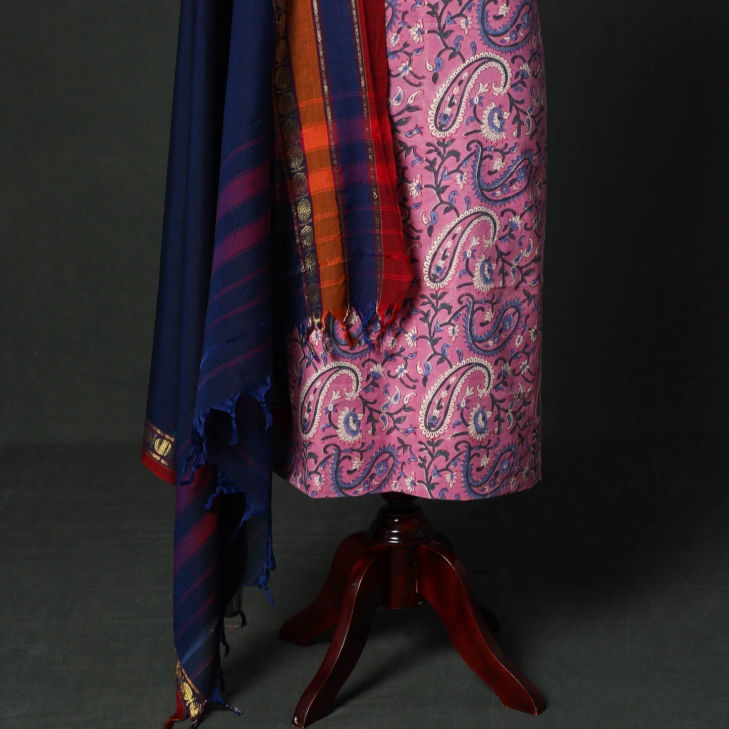 Sanganeri hand block print cotton 2pc unstitched dress