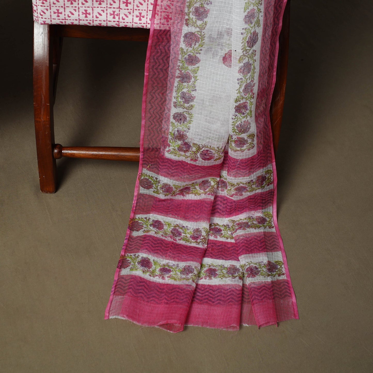 Sanganeri hand block print cotton 3pc unstitched dress