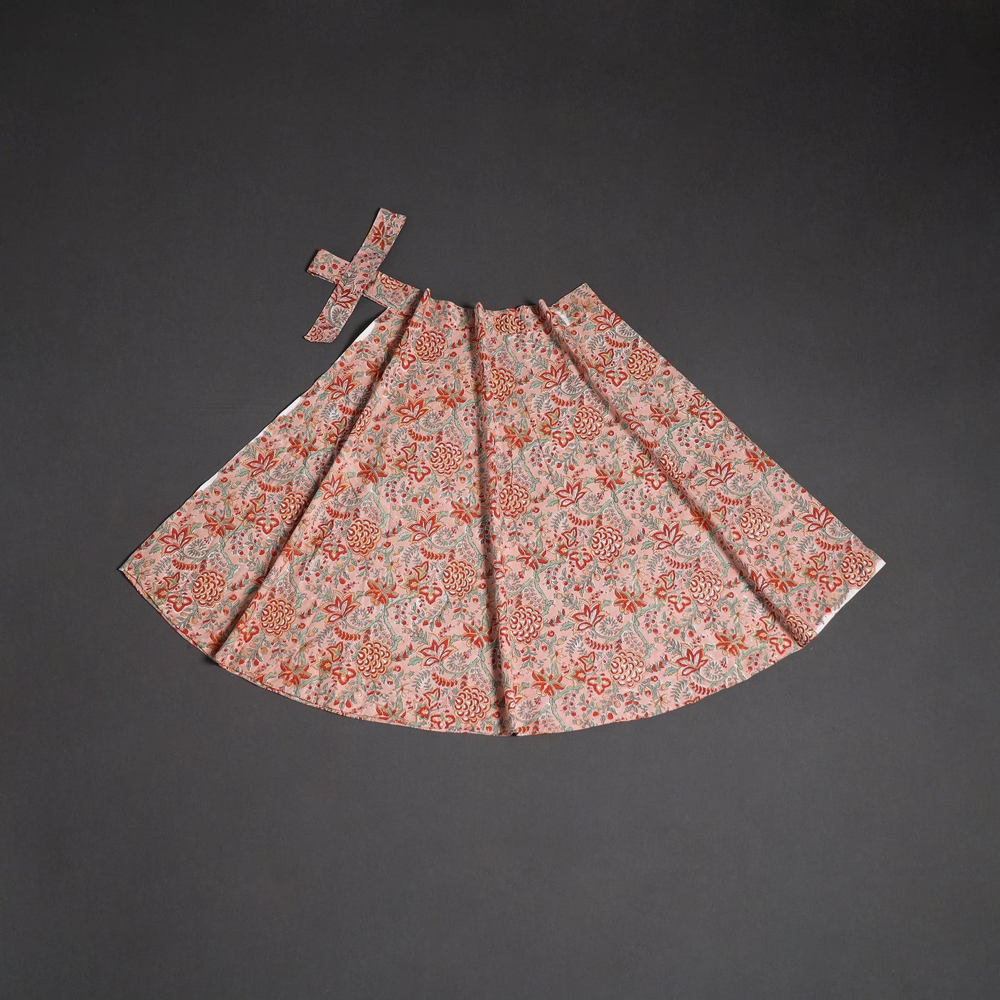 Sanganeri hand cotton wrap around skirt 41 - handcrafted