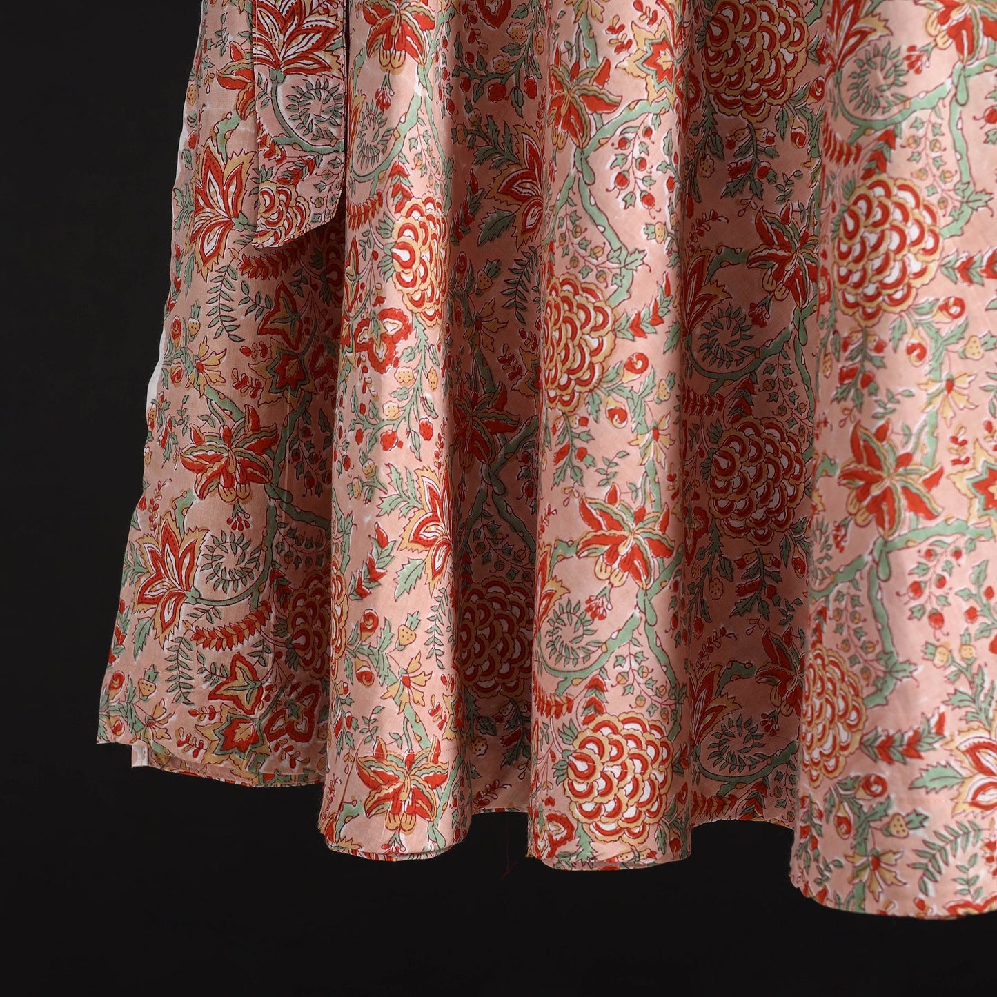 Sanganeri hand cotton wrap around skirt 41 - handcrafted