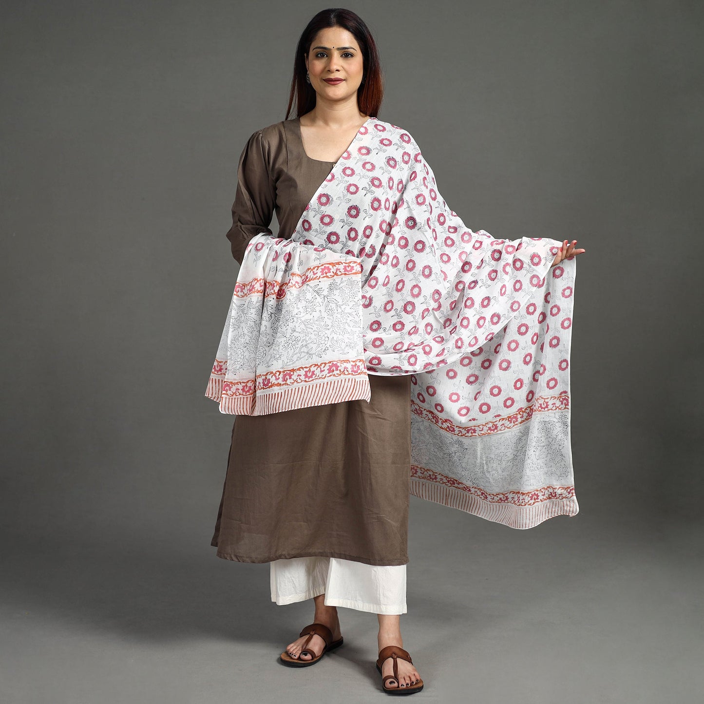 Buy Sanganeri Hand Block Printed Mul Cotton Dupatta